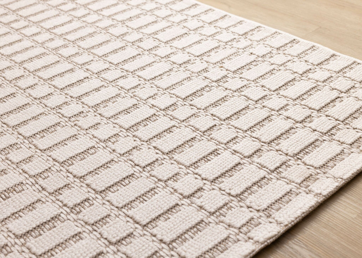 Woven Balance 7'10" x 10'6" Intricate Grid Design Area Rug - White, Taupe