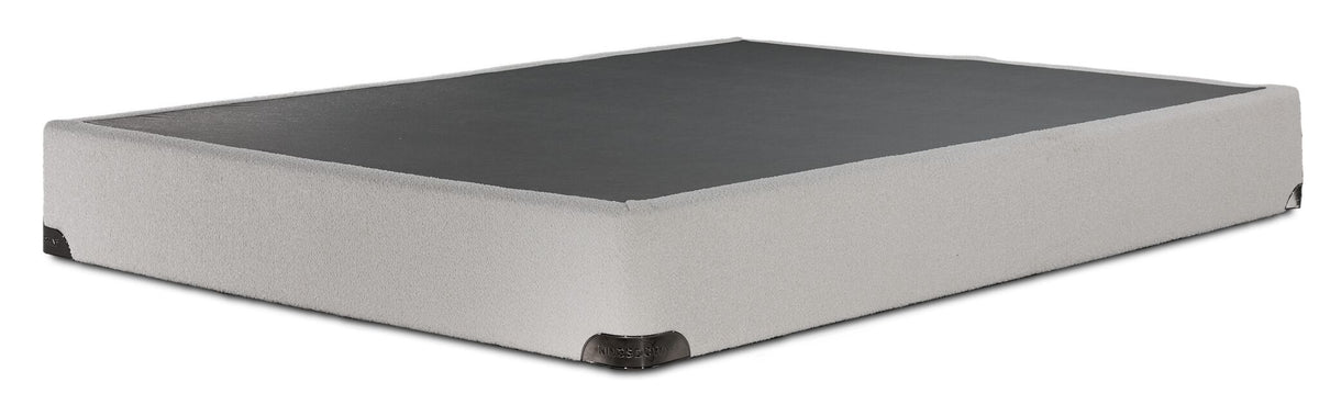 Kingsdown 30 x 80 split boxspring with white boucle sides and black support surface