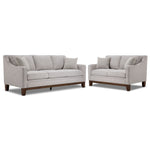 Lucerne grey sofa and loveseat set with track arms, solid wood legs and contemporary style