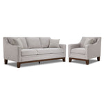 Lucerne grey sofa and chair set with track arms, solid wood legs and contemporary style
