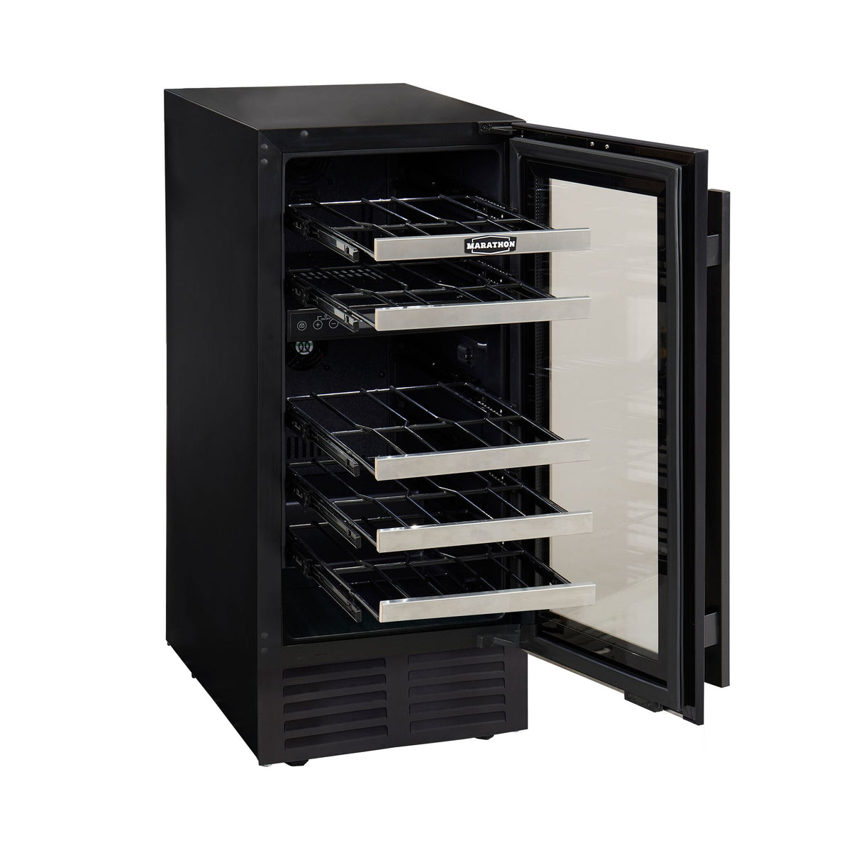 Marathon Black Steel Dual Zone Wine Cooler - MWC28-DBLS-1