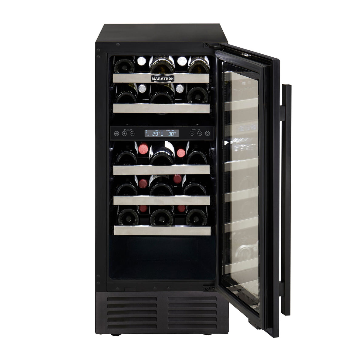 Marathon Black Steel Dual Zone Wine Cooler - MWC28-DBLS-1