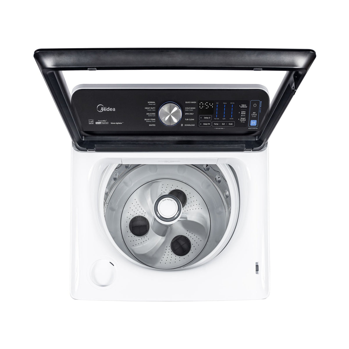 Open washer showing the stainless steel tub and central Wave Agitator