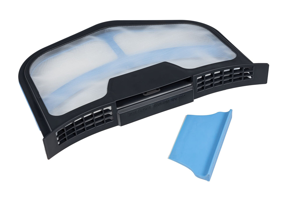 Removable Easy Clean lint filter with mesh screen and blue filter cleaner