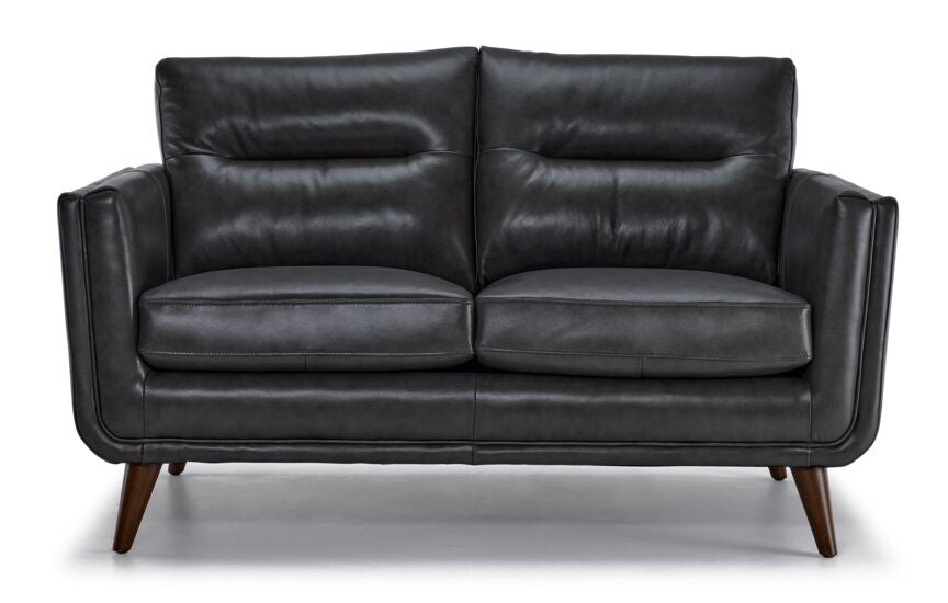 Miguel Leather Loveseat - Charcoal