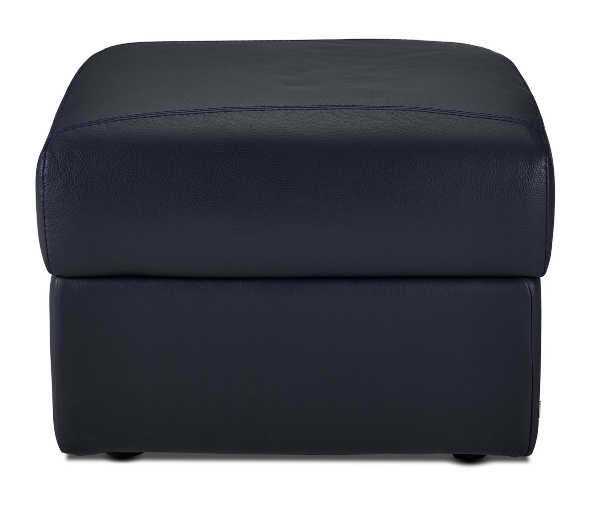 Orlando-Ray Leather Storage Ottoman - Blue
