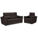 Orlando-Ray Leather Sofa and Chair Set - Chocolate
