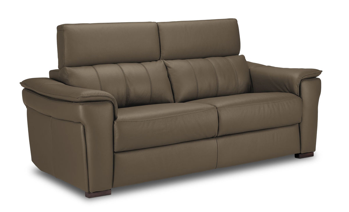 Orlando-Ray Leather Sofa - Taupe