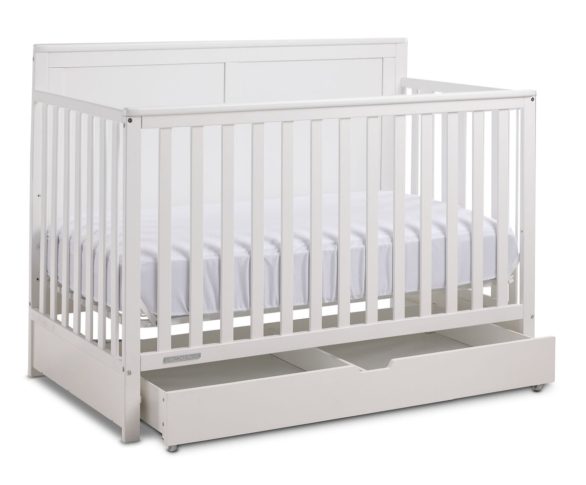Delta Children Saint 6-in-1 Convertible Crib with Under Bed Storage Drawer - Bianca White