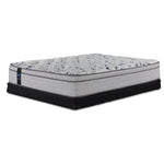 Sealy Comfort Series 2 Queen medium mattress on a black low-profile boxspring with quilted Euro top