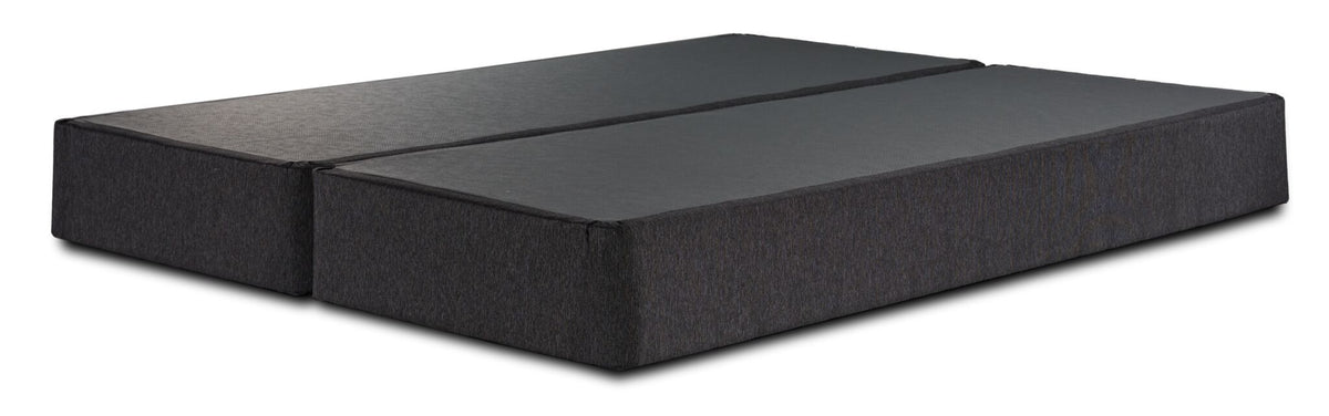 Origins by Serta split boxspring set with two dark grey foundations and black support surfaces