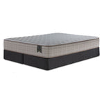 Origins by Serta Tradition Queen firm mattress on two charcoal split boxsprings with quilted tight top