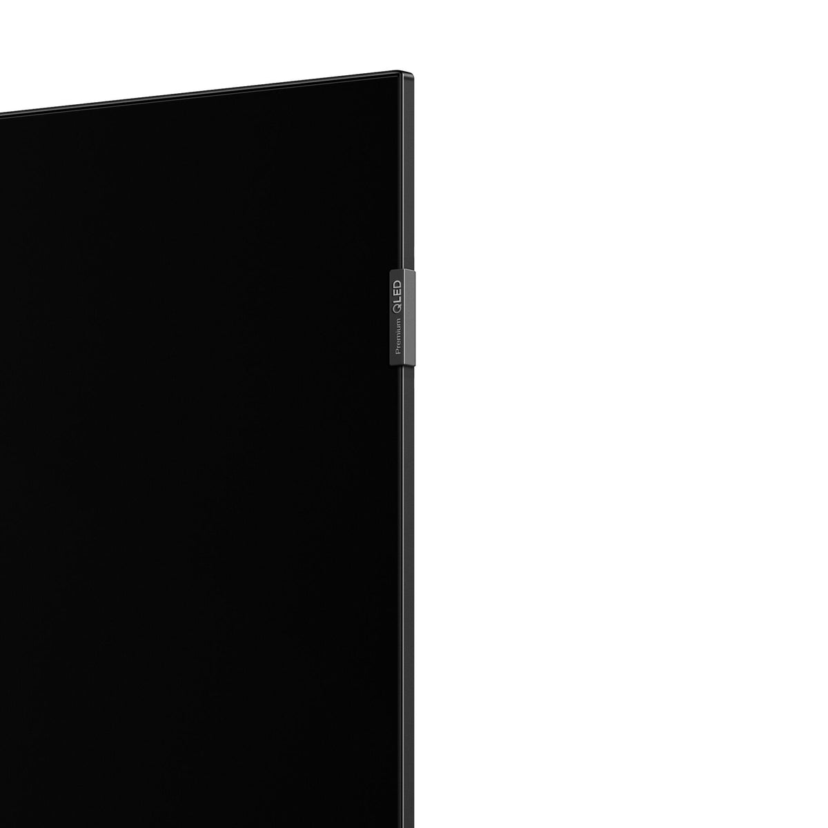 Close-up of TCL TV side bezel with Premium QLED badge