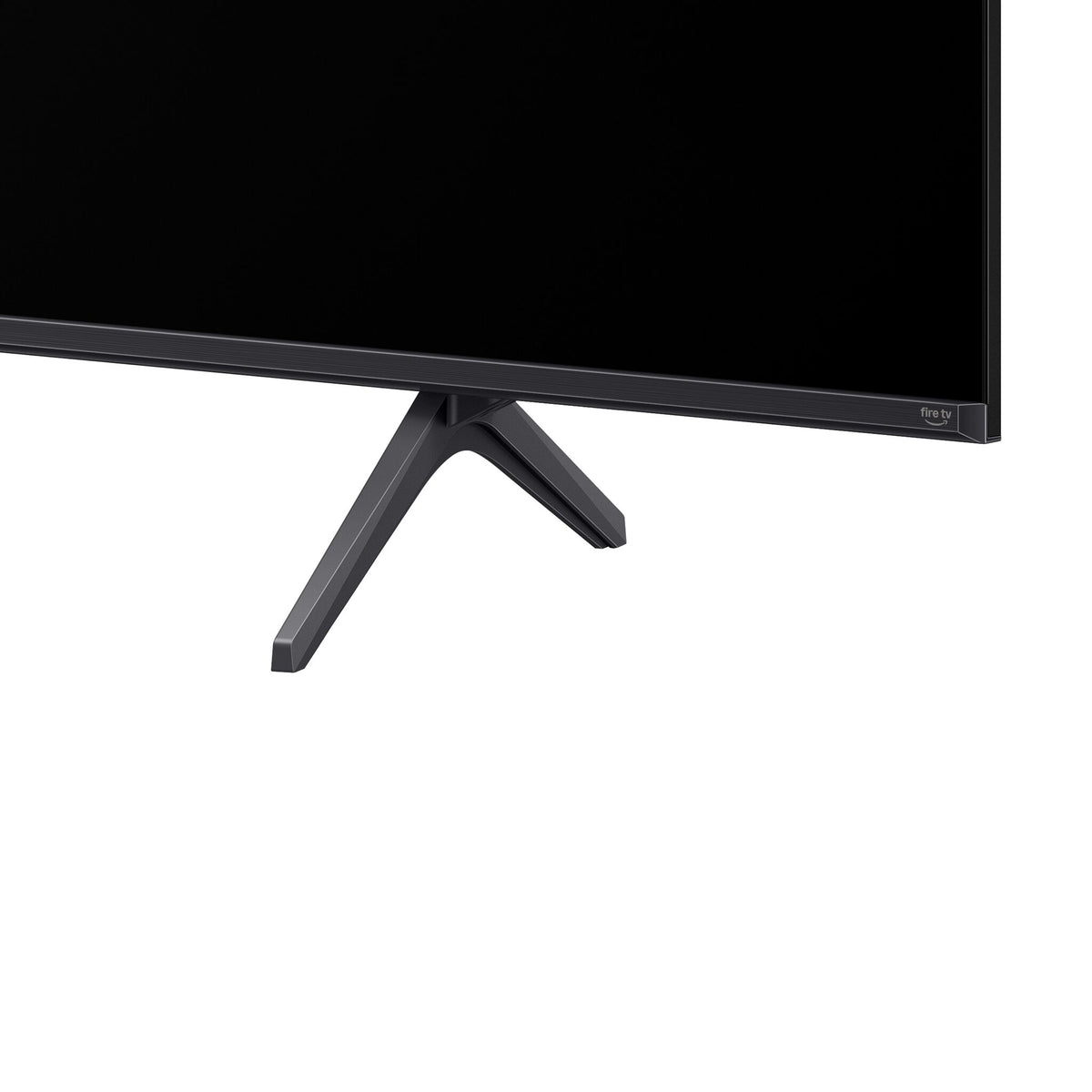 Close-up of TCL TV stand leg and lower bezel with Fire TV branding