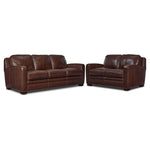 Wilmington Leather Sofa and Loveseat Set - Dark Brown