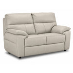 Toscana cream leather loveseat with two deep seats, plush back cushions and padded arms