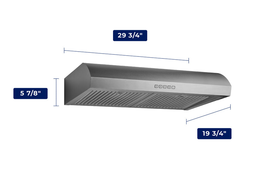 Hauslane Chef Series Black 30" 400 CFM Under Cabinet Range Hood - UC-B018BLK-30