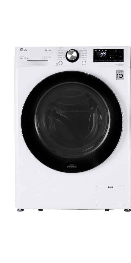 LG White Compact Front Load Washer with Built-In Intelligence (2.6 cu.ft.) - WM1455HWA