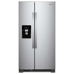 Whirlpool fingerprint resistant stainless steel side-by-side refrigerator shown from the front
