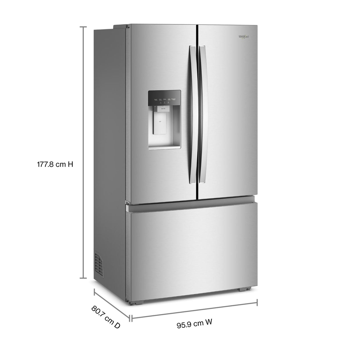 Whirlpool 36" 23.4 Cu. Ft. Fingerprint-Resistant Stainless Steel Counter-Depth 3-Door French Door Refrigerator – WRFC7036RZ