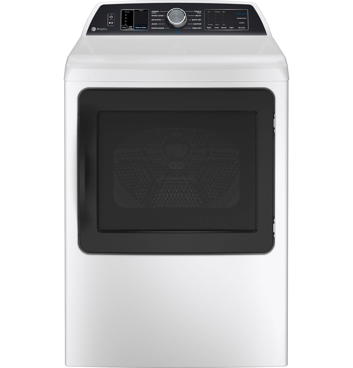 GE Profile White Electric Dryer with Sanitize Cycle (7.4 Cu. Ft) - PTD70EBMTWS