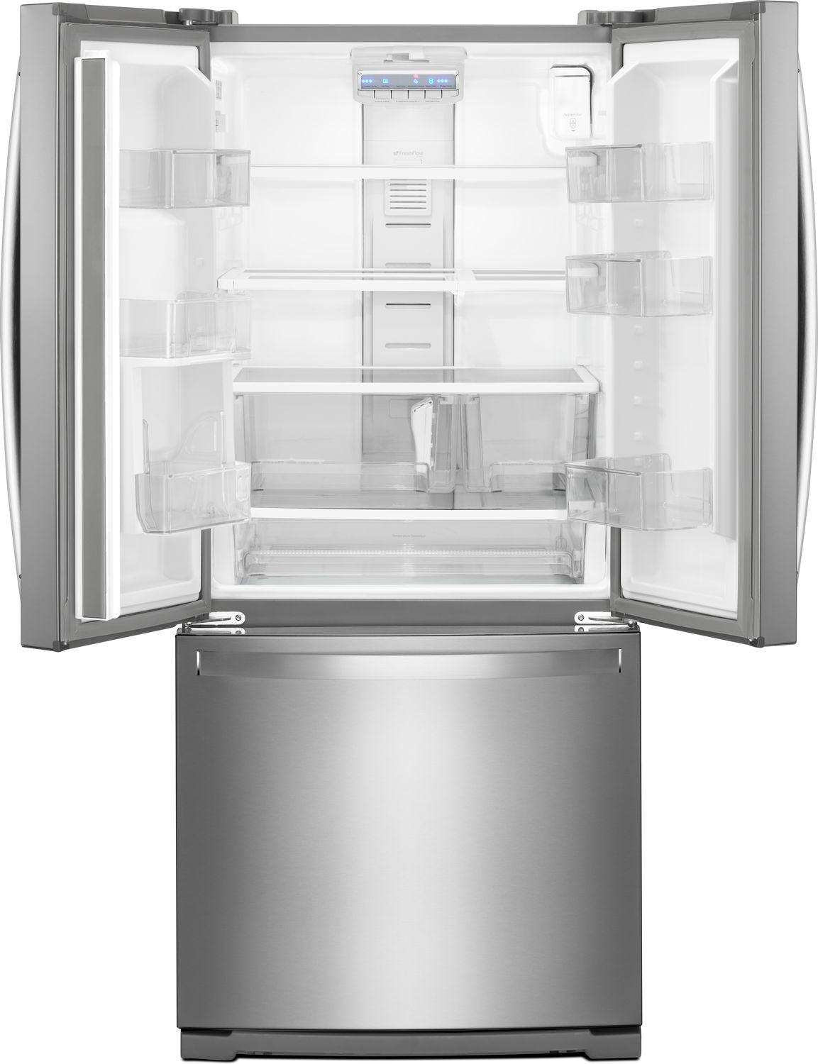 Whirlpool Fingerprint Resistant Stainless Kitchen Package with French Door Refrigerator, Electric Range & Built-In Dishwasher