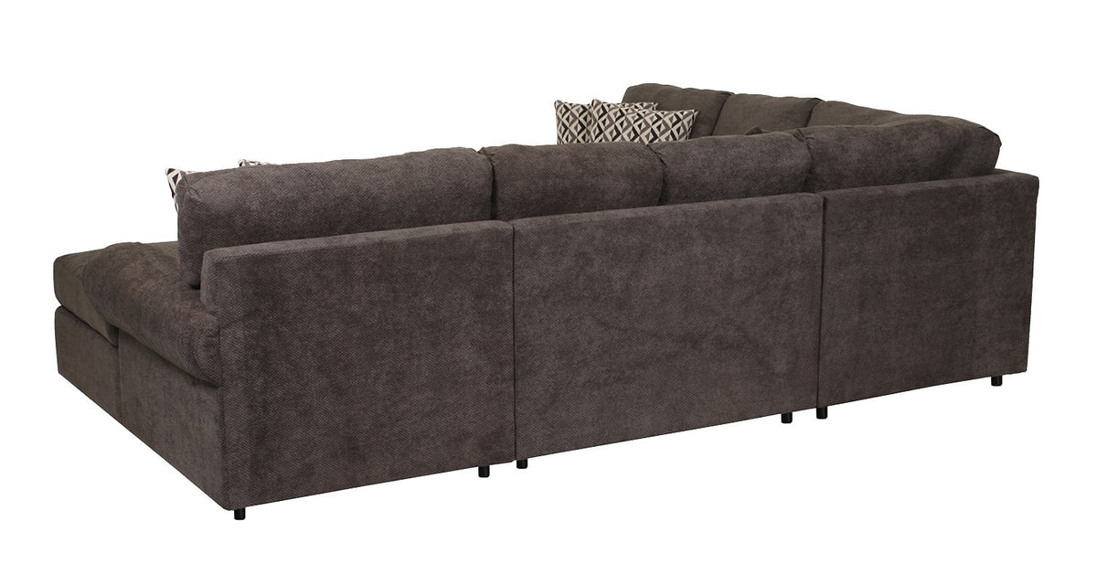 Jupiter 4-piece carbon sectional rear three-quarter view showing modular back panels and chaise section