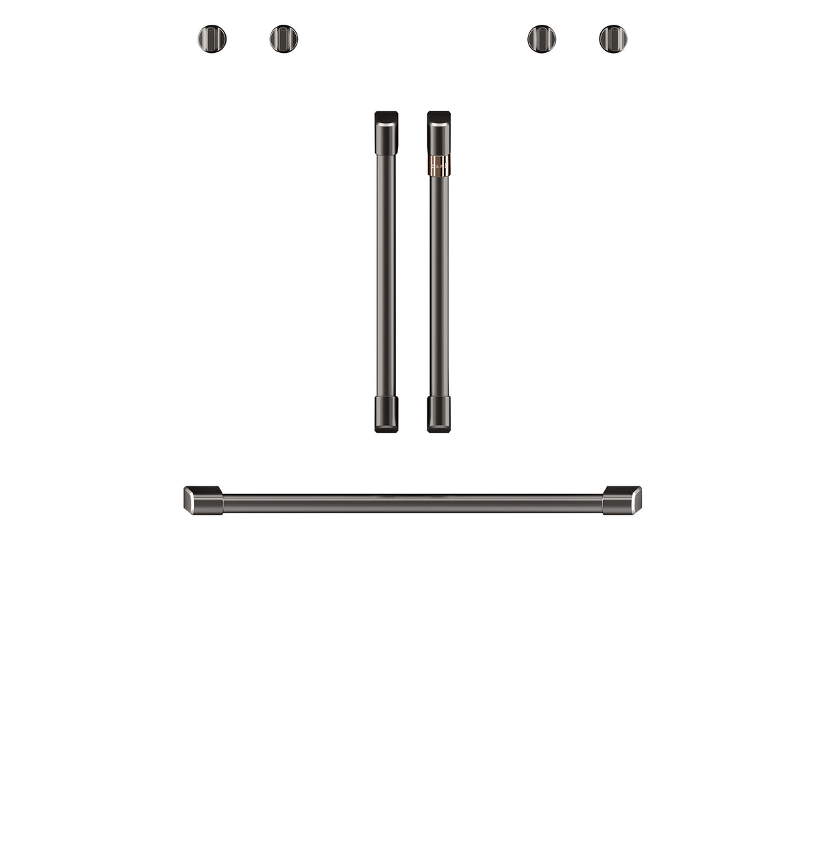 Café™ Brushed Black 2Pcs. French-Door Handles; 1Pc. 30" Handle; 4Pcs. Knobs Set - CXWDFHKPMBT