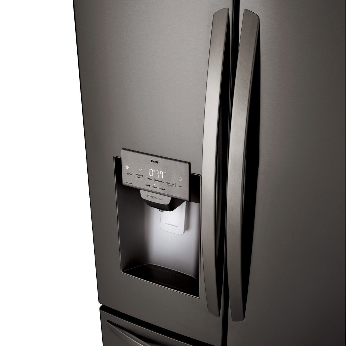 LG 36" 28 Cu. Ft. Smudge Resistant Black Stainless Steel French Door Refrigerator with Ice & Water Dispenser - LRFS28XBD