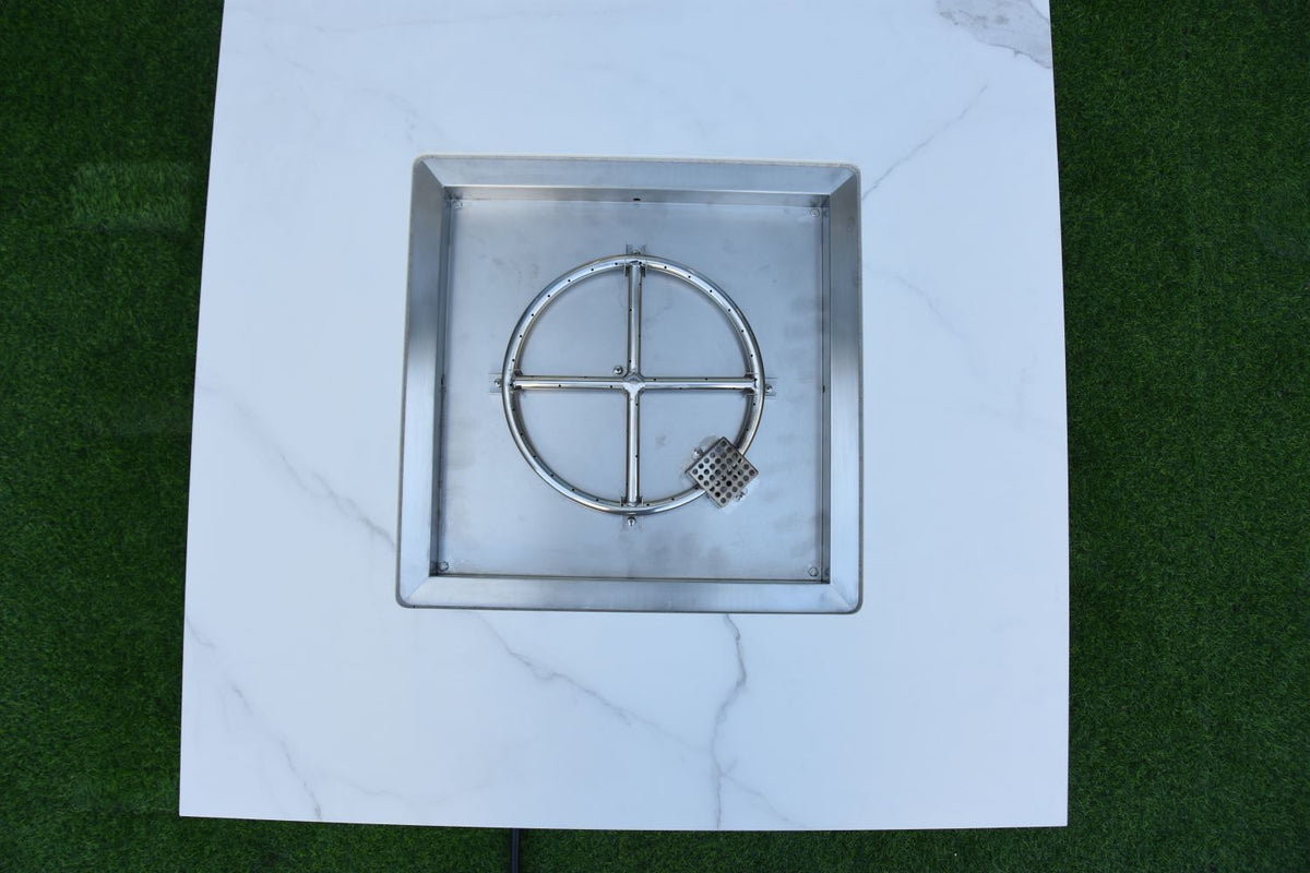 Tambora Marble Porcelain Fire Pit (Elementi) - White / Natural Gas