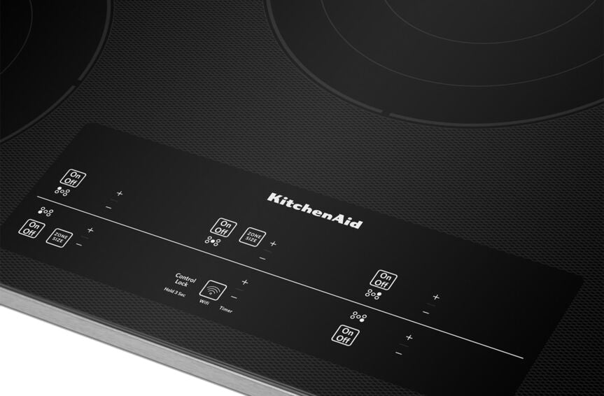 KitchenAid Stainless Steel 36" Electric Cooktop with 5 Elements and Touch-Activated Controls - KCES956KSS