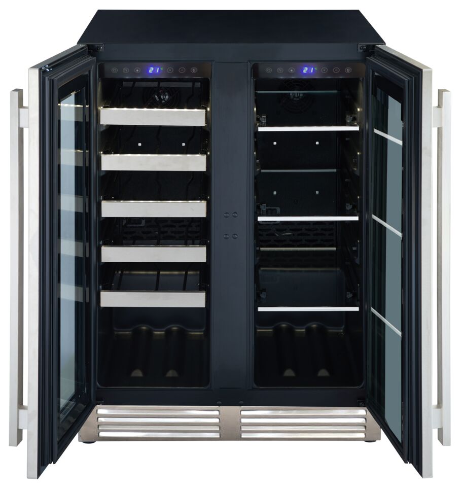 Marathon 24" Black Steel French Door Dual Zone Beverage Cooler (5.0 cu. ft.) - MBWC56-FDBLS-1