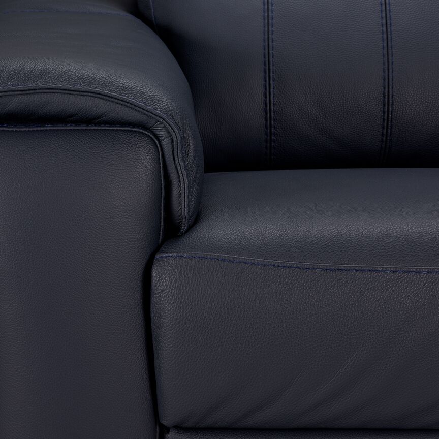 Orlando-Ray Leather Sofa - Blue