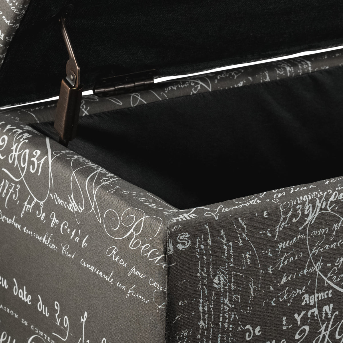 Boardwalk Large Storage Ottoman - Scroll Grey