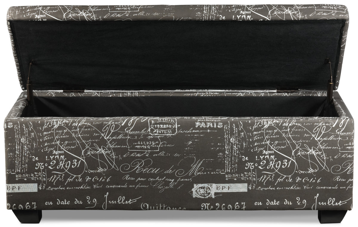 Boardwalk Large Storage Ottoman - Scroll Grey
