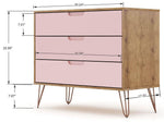 Nuuk 3-Drawer Dresser and Night Table Set - Nature/Rose Pink