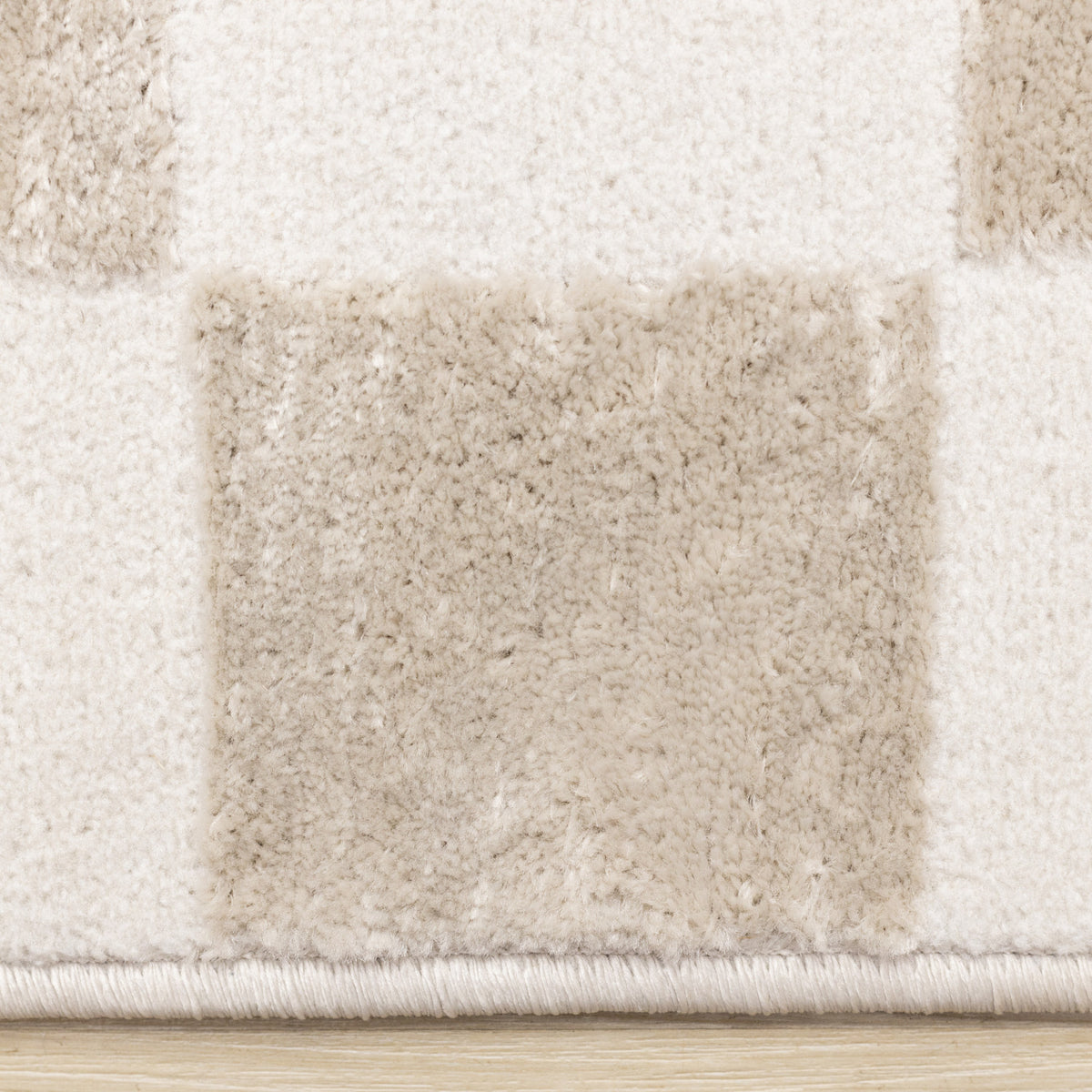 Logan Modern Checkered Area Rug - 5' X 8' - Beige/Cream