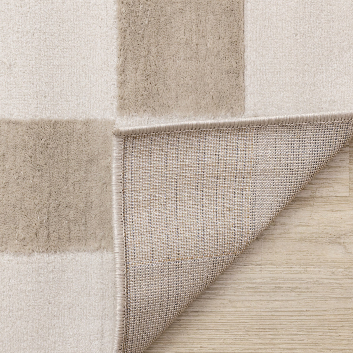 Logan Modern Checkered Area Rug - 5' X 8' - Beige/Cream