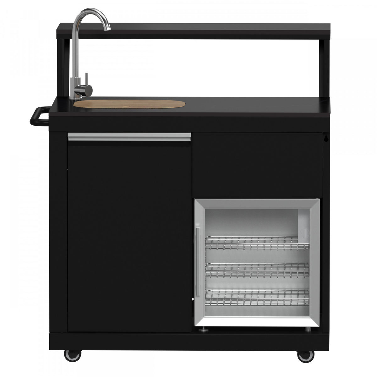 Forno All'Aperto Black Countertop Outdoor Kitchen with 62,600 BTU BBQ and Beverage Centre - FODKT2582BLK