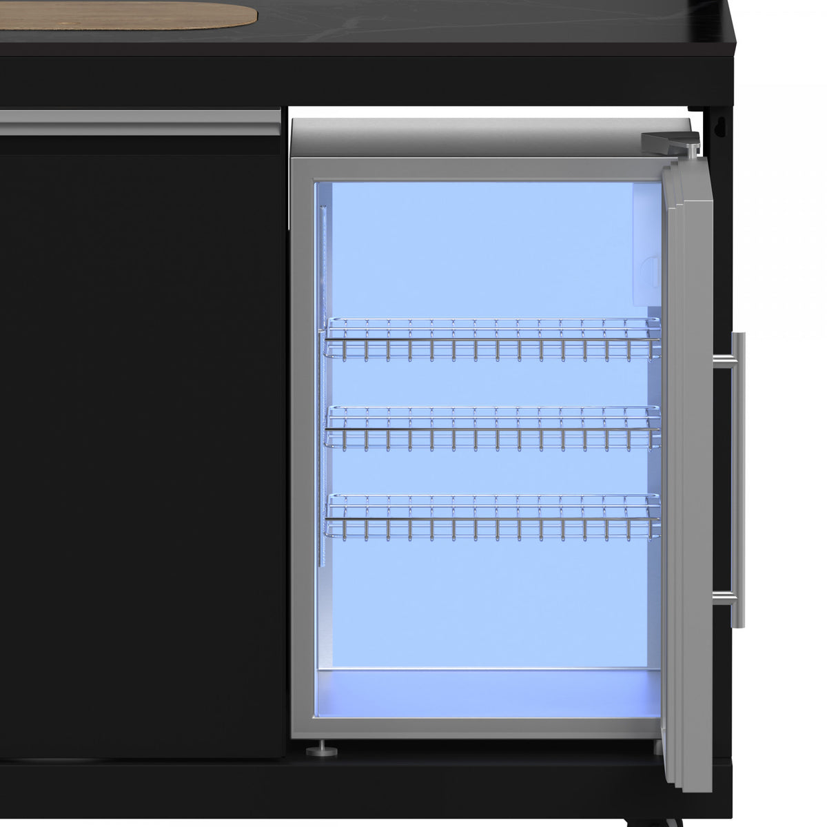 Forno All'Aperto Black Countertop Outdoor Kitchen with 86,600 BTU BBQ, 24" Plancha and 18" Pizza Oven - FODKT2568BLK