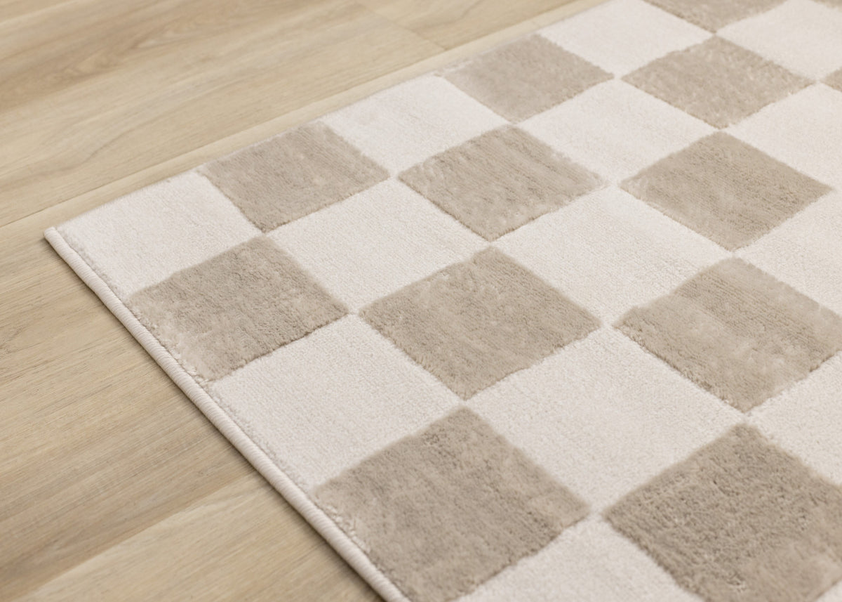 Logan Modern Checkered Area Rug - 5' X 8' - Beige/Cream