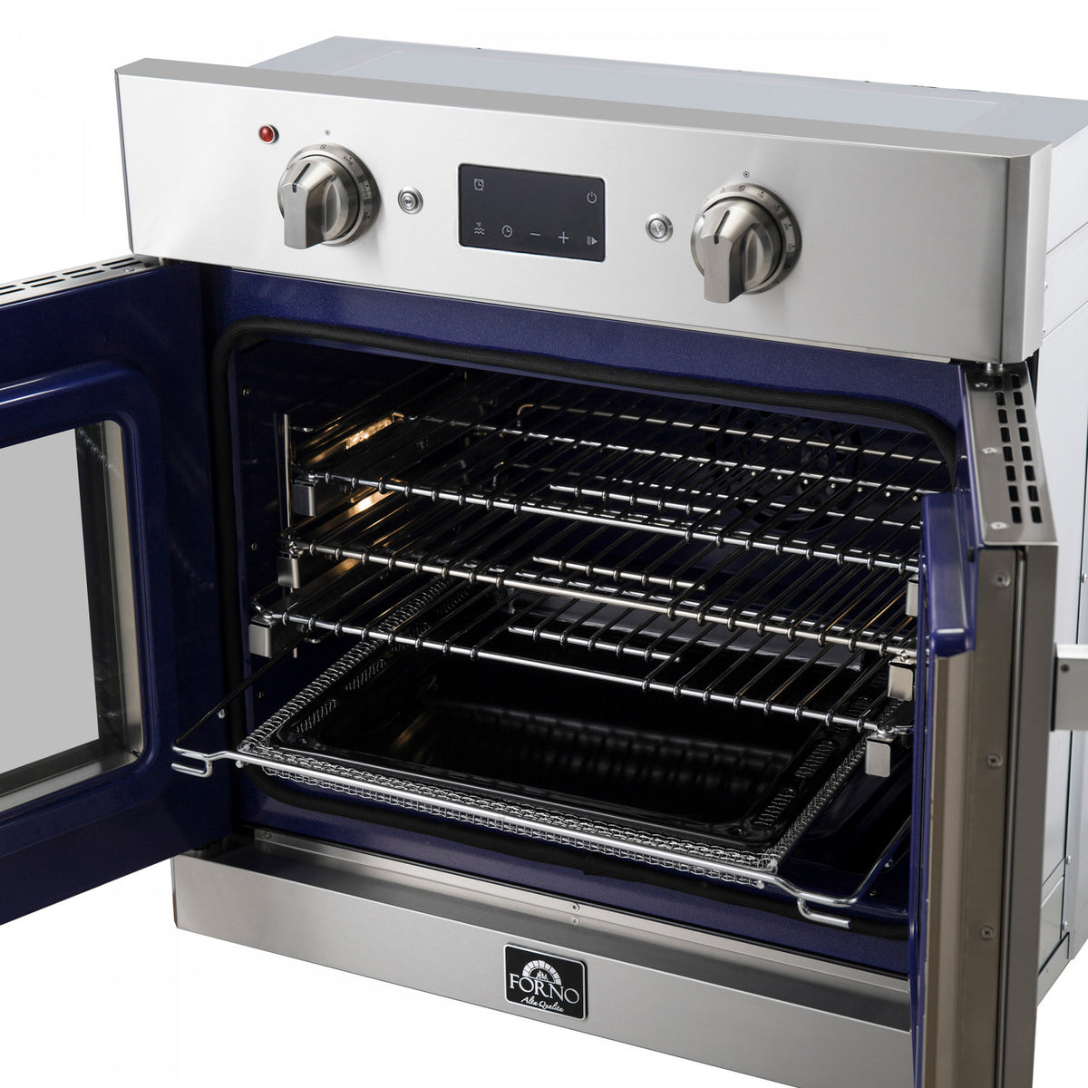 Forno Gallico Stainless Steel 30" French Door Electric Wall Oven with True Convection and Air Fry (3.68 Cu. Ft.) - FBOEL1371-30