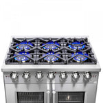 Forno Capriasca 36" Stainless Steel French Door Freestanding Gas Range with Air Fry (5.36 Cu. Ft.) - FFSGS6460-36