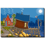 Moonlit Village Wall Art - Multi-Colour - 30 X 45