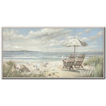 Seats by the Sea Wall Art - Blue/Beige - 24 X 48