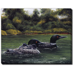 Loons on the Lake Wall Art - Green - 22 X 28