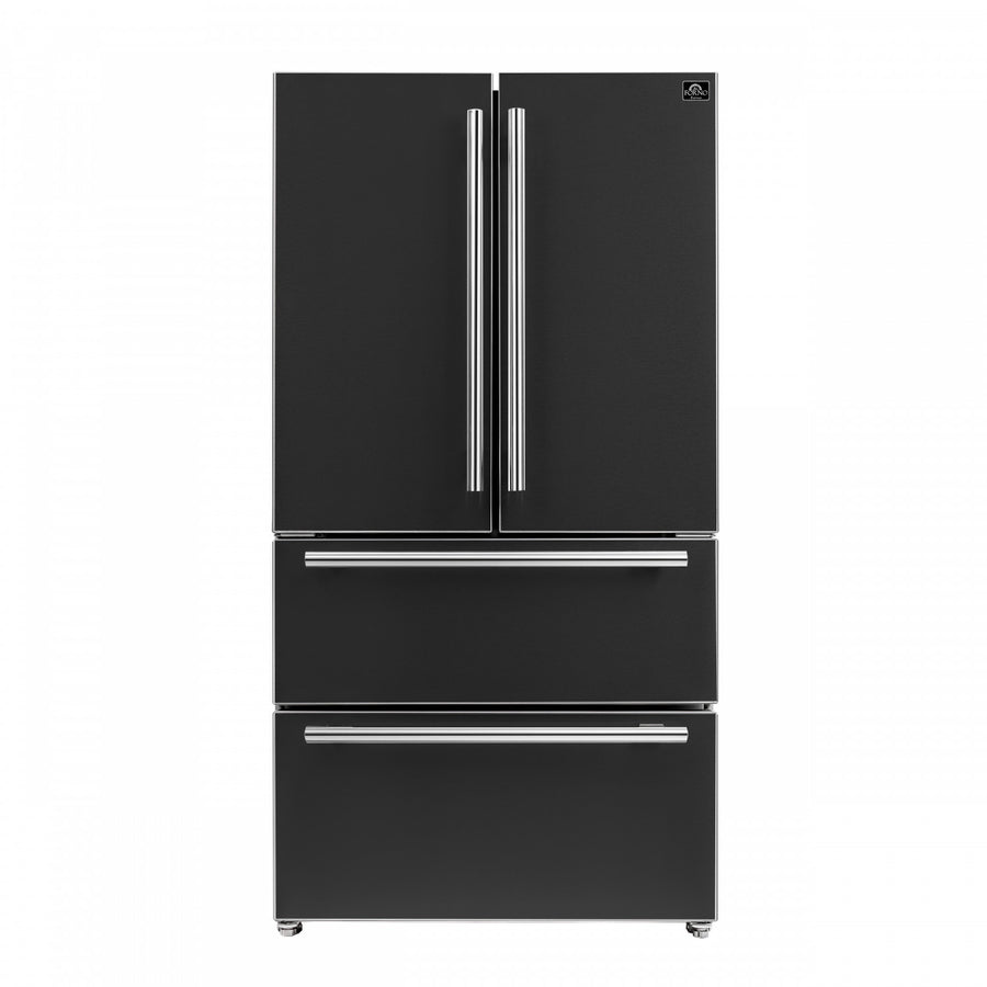 Forno Moena 36" 19.2 Cu.Ft. Black Counter-Depth French Door Refrigerator with Ice Maker - FFRBI1820-36BLK