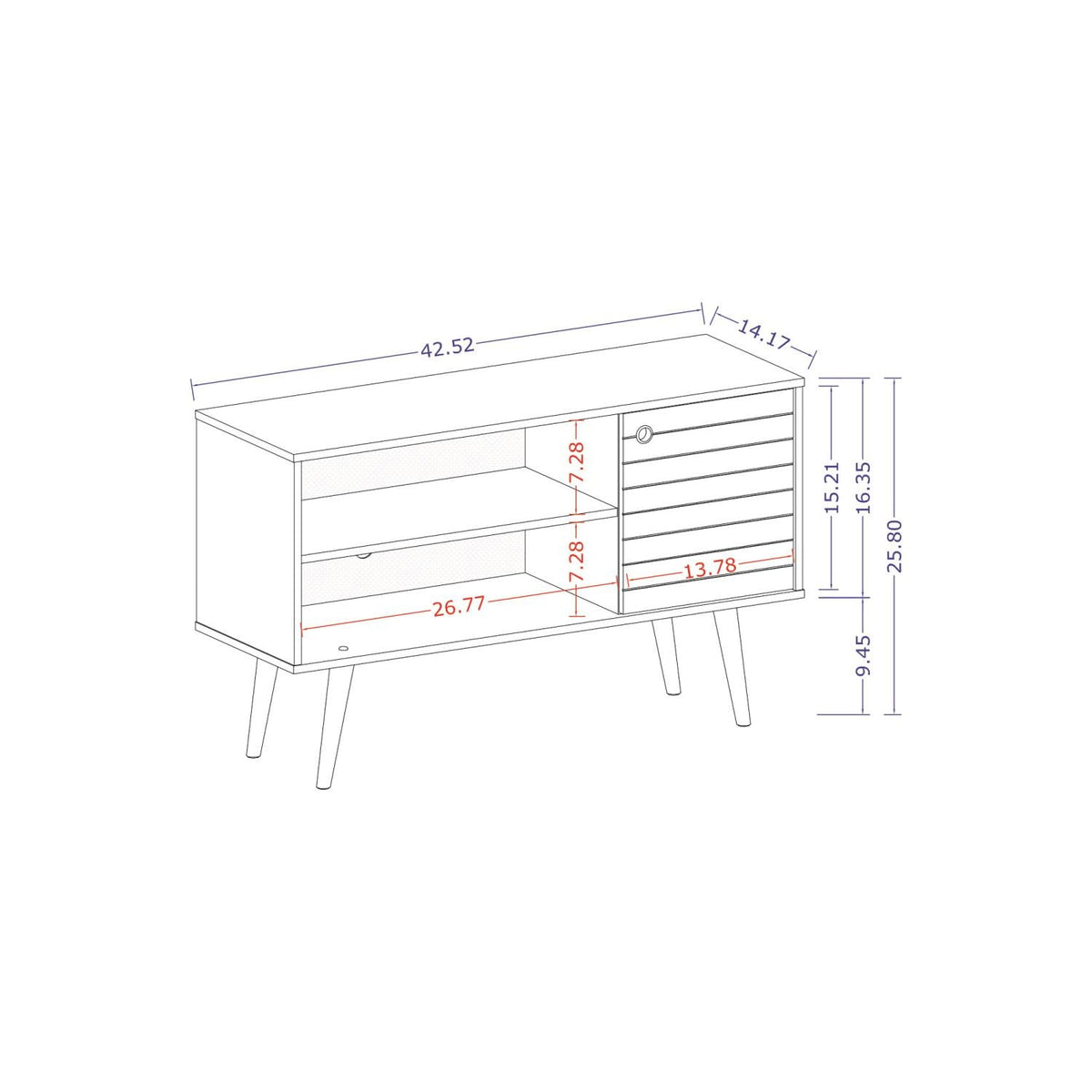 Lekedi 42" TV Stand - Gloss White/Aqua Blue