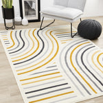 Functional Modern Curves Area Rug - 8' X 11' - Cream/Yellow
