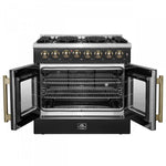 Forno Galiano 36" Black French Door Dual Fuel Range with True Convection (5.36 Cu. Ft.) - FFSGS6356-36BLK
